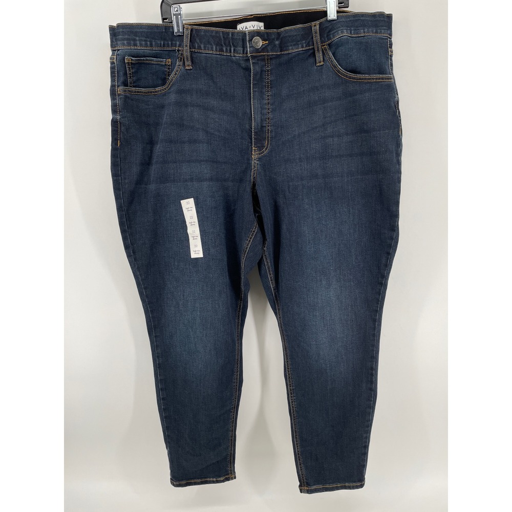 Ava & Viv High Rise Skinny‎ Jeans Womens 22 Dark Wash Stretch Denim Blue